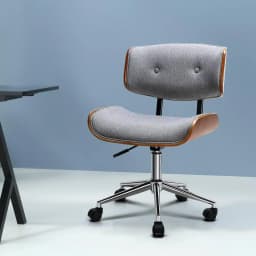 Wooden Office Chair with Grey Fabric Seat Modern Ergonomic Dining Desk Chair for Home Office Meeting Room Comfort Durable Design
