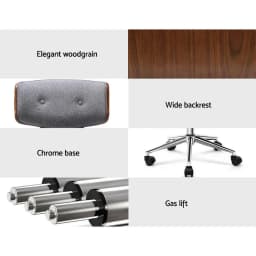 Wooden Office Chair with Grey Fabric Seat Modern Ergonomic Dining Desk Chair for Home Office Meeting Room Comfort Durable Design
