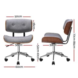 Wooden Office Chair with Grey Fabric Seat Modern Ergonomic Dining Desk Chair for Home Office Meeting Room Comfort Durable Design