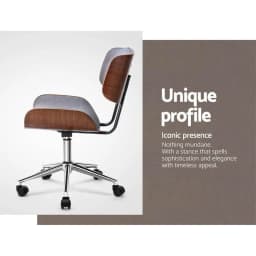 Wooden Office Chair with Grey Fabric Seat Modern Ergonomic Dining Desk Chair for Home Office Meeting Room Comfort Durable Design
