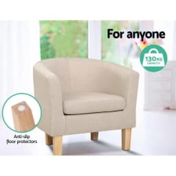 Armchair Tub Chair Beige Modern Accent Single Sofa Bedroom Living Room Upholstered Comfortable Leisure Seat Compact Home Furniture