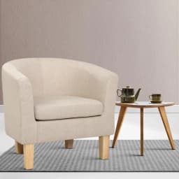 Armchair Tub Chair Beige Modern Accent Single Sofa Bedroom Living Room Upholstered Comfortable Leisure Seat Compact Home Furniture