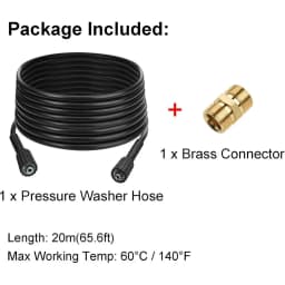 20m High Pressure Washer Extension Hose M22-14mm Female Thread Water Pipe 5800PSI