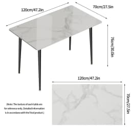 LUVODI 1.2m Modern Dining Table for 4-6 People with Metal Legs Ideal for Kitchen Living Room Restaurant Cafe Shop Furniture