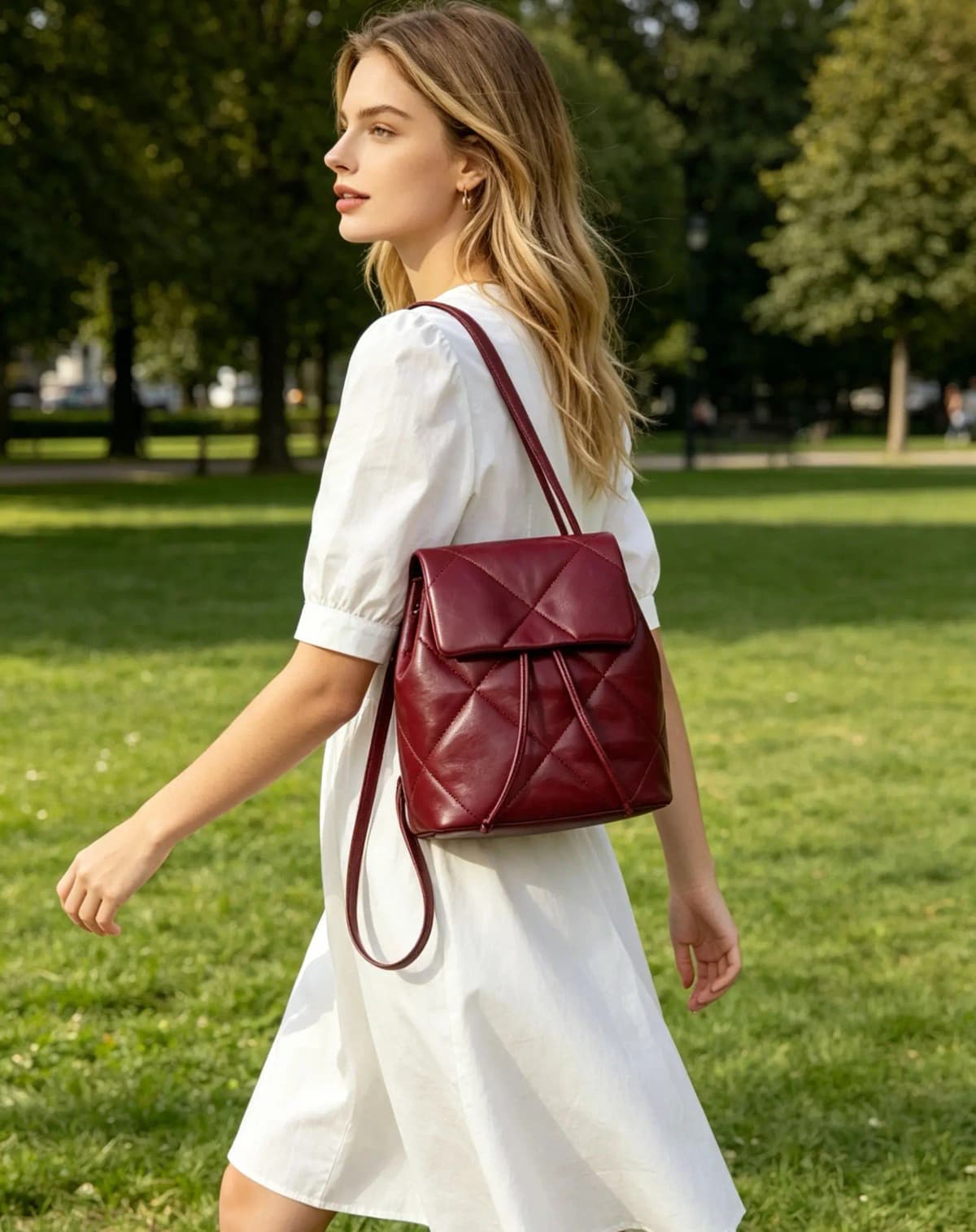 Y2K vintage women Backpack Leather School Bags For Teenagers Girls Luxury Backpacks Small Drawstring Back Pack bagpac