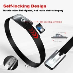 50Pcs Black 304 Stainless Steel Epoxy Coated Self Locking Metal Cable Ties Heavy Duty For Vehicle Farm Pipeline Fence