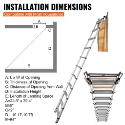 SucceBuy Attic Ladder Telescoping 350-pound Capacity Multi-Purpose Aluminium Extension Lightweight and Portable