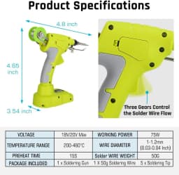Soldering Iron for Ryobi 18V Battery Cordless Soldering Iron Kit 75W Soldering Gun