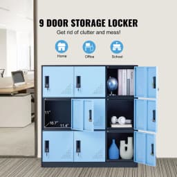 SucceBuy Metal Locker for Employees 9 Doors Storage Cabinet with Card Slot & Lock 66lbs Loading Capacity for Office School Home