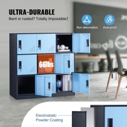 SucceBuy Metal Locker for Employees 9 Doors Storage Cabinet with Card Slot & Lock 66lbs Loading Capacity for Office School Home