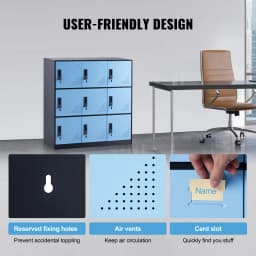 SucceBuy Metal Locker for Employees 9 Doors Storage Cabinet with Card Slot & Lock 66lbs Loading Capacity for Office School Home
