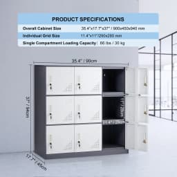 SucceBuy Metal Locker for Employees 9 Doors Storage Cabinet with Card Slot & Lock 66lbs Loading Capacity for Office School Home