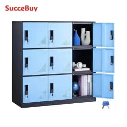 SucceBuy Metal Locker for Employees 9 Doors Storage Cabinet with Card Slot & Lock 66lbs Loading Capacity for Office School Home