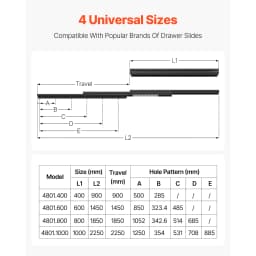 SucceBuy Undermount Drawer Slides 32 inch Full Under Stair Cabinet Rails 260LB Load Capacity rack Runners to DIY Replacement