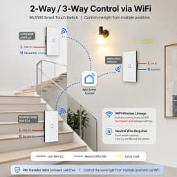 Melery Wall Switch Wifi Smart Life Tuya Light Switches Interruptor Glass Touch Sensor Panel Wireless Voice Remote Control by Alexa Assistant Google Home