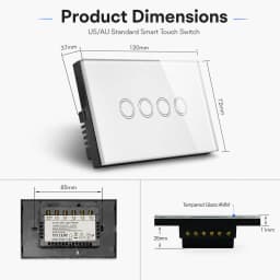 Melery Wall Switch Wifi Smart Life Tuya Light Switches Interruptor Glass Touch Sensor Panel Wireless Voice Remote Control by Alexa Assistant Google Home