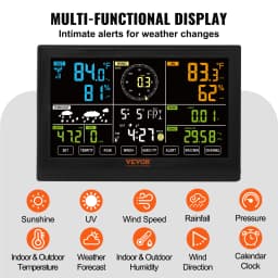 SucceBuy 7 in 1 Wireless Weather Station 7.5in Large Color Display Digital Home Weather Station for Forecast Data, Alarm, Alerts