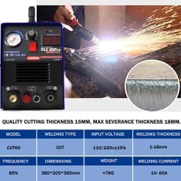 PLASMARGON 65A Plasma Cutter,Non-Touch Air Plasma Cutting Machine,Pilot Arc IGBT Inverter,18MM Max Cuts,DIY/Beginner Friendly