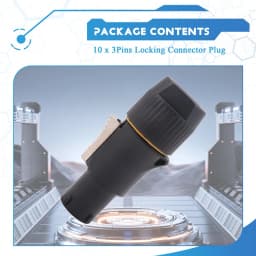 Plug Locking Connector 10Pcs PA66 Material 3Pins IP65 Grade Waterproof 10 Female Plugs