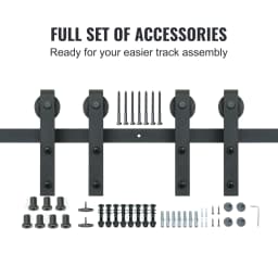 SucceBuy 8 FT Sliding Barn Door Hardware Kit 330LBS Heavy Duty Barn Door Track Kit for Double Doors with Silent Pulley