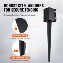 SucceBuy Fence Post Anchor Ground Spike 4 Pack 24 x 4 x 4 Inch Outer Diameter (Inner Diameter 3.5 x3.5 In) Metal Powder Coated