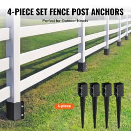 SucceBuy Fence Post Anchor Ground Spike 4 Pack 24 x 4 x 4 Inch Outer Diameter (Inner Diameter 3.5 x3.5 In) Metal Powder Coated