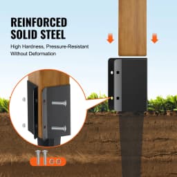 SucceBuy Fence Post Anchor Ground Spike 4 Pack 24 x 4 x 4 Inch Outer Diameter (Inner Diameter 3.5 x3.5 In) Metal Powder Coated