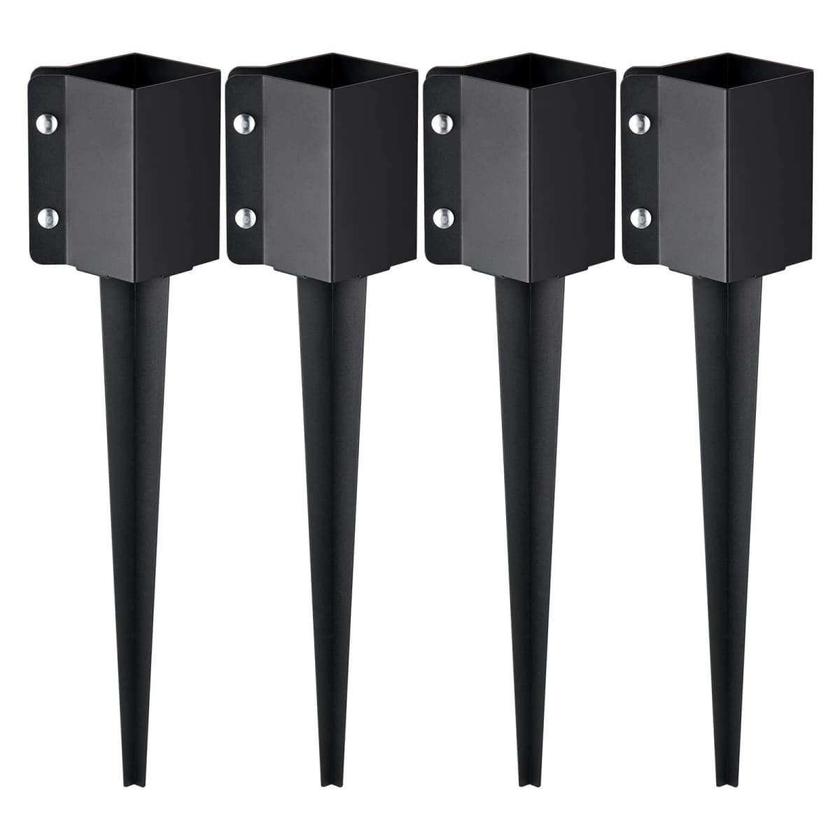 SucceBuy Fence Post Anchor Ground Spike 4 Pack 24 x 4 x 4 Inch Outer Diameter (Inner Diameter 3.5 x3.5 In) Metal Powder Coated