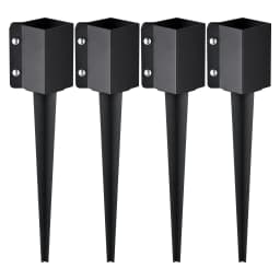 SucceBuy Fence Post Anchor Ground Spike 4 Pack 24 x 4 x 4 Inch Outer Diameter (Inner Diameter 3.5 x3.5 In) Metal Powder Coated
