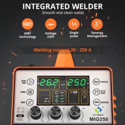 MIG Welder 5 in 1 HITBOX MIG250II Gas/Gasless MIG MMA Lift TIG Aluminum Pulse Digital Screen IGBT Inverter Welding Machine