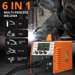 MIG Welder 5 in 1 HITBOX MIG250II Gas/Gasless MIG MMA Lift TIG Aluminum Pulse Digital Screen IGBT Inverter Welding Machine