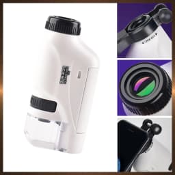 4PCS Mini Pocket Microscope Kit 60X-120X Handheld Microscope with LED Light for Kids