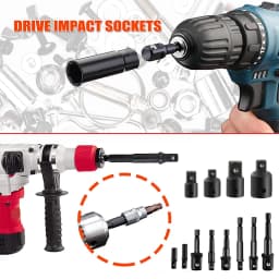 1 set Drill Socket AdaptorSet Impact Nut Driver Hex Extension Bit 1/4" 3/8" 1/2"Tool
