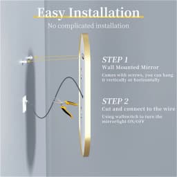LED Bathroom Mirror Oval Illuminated Wall Mirror Aluminum Gold Frame Memory Anti-fog 3 Changeable Color, IP56 800/1000/1200MM