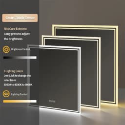 LUVODI Square LED Lighted Bathroom Mirror Wall Mounted Toilet Washroom Sink Dimming Defog Mirror for Shower Shaving Makeup