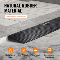 SucceBuy 1.2 " Rise Threshold Ramp Cuttable Natural Rubber Wheelchair Ramp Scooter with Double-Sided Tape for Doorways Driveways