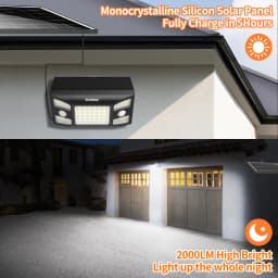 Intelamp 2000LM 8000mah Outdoor Solar Lights With Two Motion Sensors Larger Solar Panel Solar Lamp IP65 For Street Garden Path