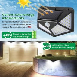 2-8pcs 100 LED Solar Power Motion Sensor Light Outdoor Security Garden Waterproof