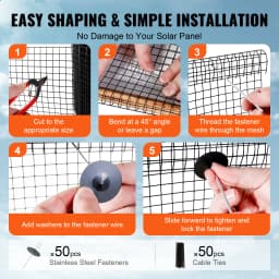 SucceBuy Solar Panel Bird Guard Critter Guard Roll Kit Stainless Steel Fastene Solar Panel Rustproof PVC Coating Wire Roll Mesh