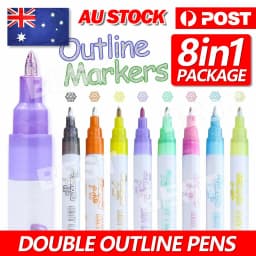 Drawing Double Line Outline Pen Highlighter Marker 8 Colors Pen Set For School