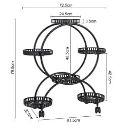 4 Layer 6 Pots Flower Holder Plant Stand Shelf 4-Wheel Free Moving Dispaly Shelf Rack Balcony