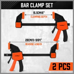 HORUSDY 2-Pack 6inch Bar Clamp Set Woodworking F Clamps Quick Release Spreader