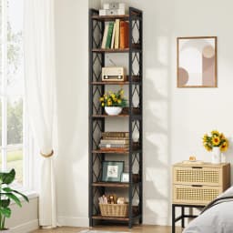 Tribesigns 200 cm Extra Tall Narrow Bookshelf, 7 Tier Skinny Book Shelf for Small Spaces, Freestanding Display Corner Shelf, Mul