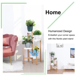 4 Tier Plant Display Shelf Stand Bamboo Plant Pot Holder Tall Flower Stand Rack