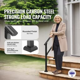 SucceBuy Handrails for Outdoor Step Stair Hand Rail Kit Transitional Carbon Steel Railing with Installation for Seniors Concrete