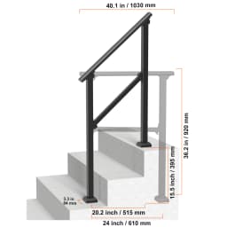 SucceBuy Handrails for Outdoor Step Stair Hand Rail Kit Transitional Carbon Steel Railing with Installation for Seniors Concrete