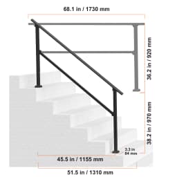 SucceBuy Handrails for Outdoor Step Stair Hand Rail Kit Transitional Carbon Steel Railing with Installation for Seniors Concrete