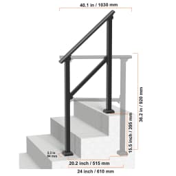 SucceBuy Handrails for Outdoor Step Stair Hand Rail Kit Transitional Carbon Steel Railing with Installation for Seniors Concrete