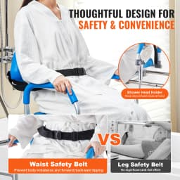 SucceBuy Sliding Tub Transfer Bench with 360 Degree Swivel Seat Safety Belt Height Adjustable Bath Chair for Elderly Disabled