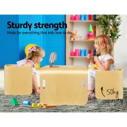 3PCS Kids Table and Chairs Set Multifunctional Storage Study Desk